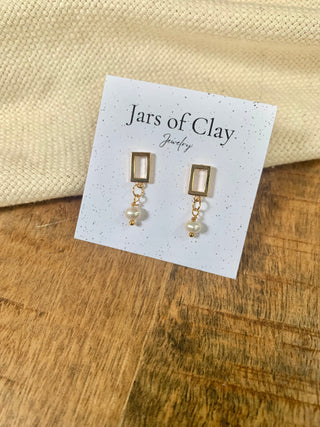 Square with Pearl Dangles