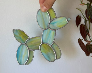Stained Glass Balloon Dog - Blue/Yellow