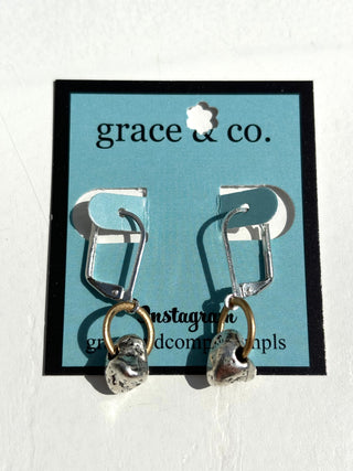 Silver Nuggets on Gold Circle Leverback Earrings