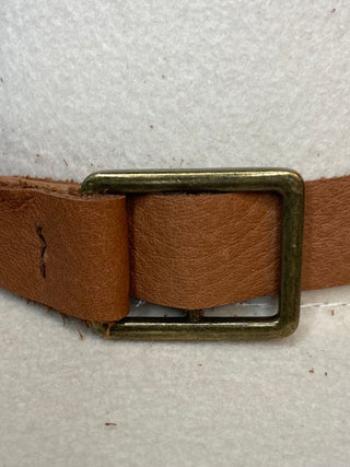 Leather Hat band with rectangle antiqued brass  buckle