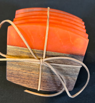 Coaster Set Walnut/Red