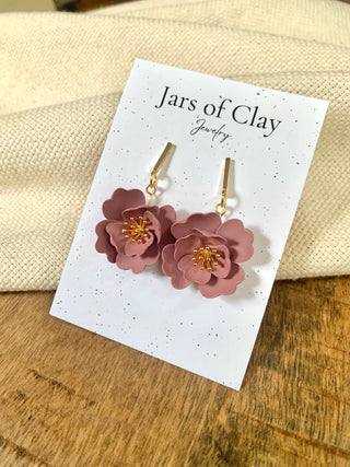 Mauve Flower Earrings
