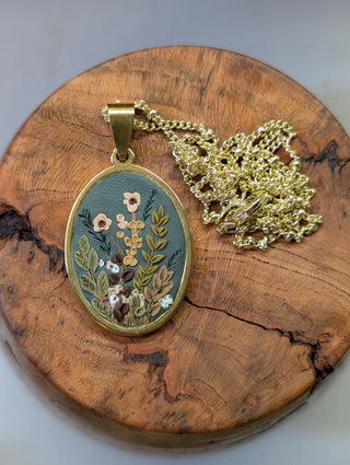 Vintage Floral Clay Necklace
