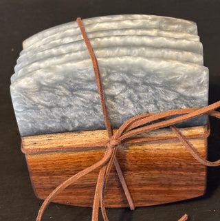 Coaster Set Walnut/Gray