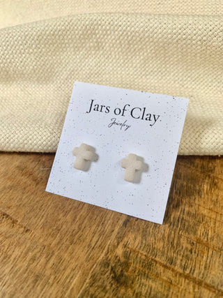 Ivory Cross Stud Earrings