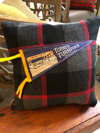 Dahlia Cottage Turner Turnpike, Oklahoma pennant pillow