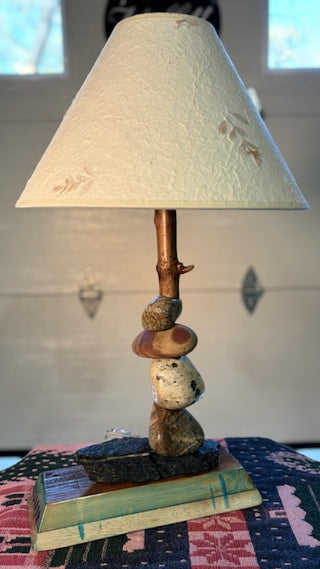 Stone and Wood Table Lamp