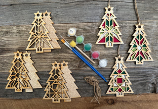 3 pack Christmas Tree Barn Quilt Ornaments DIY