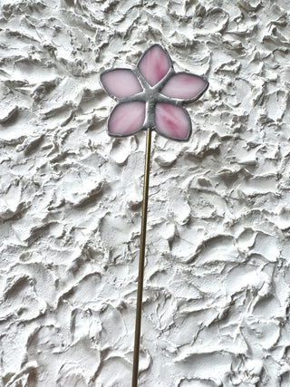 Stained Glass Flower Stake - Pink Star
