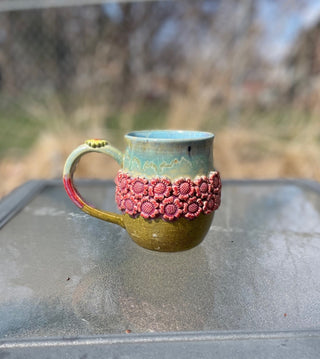 Teal, Pink and Green Floral Mug