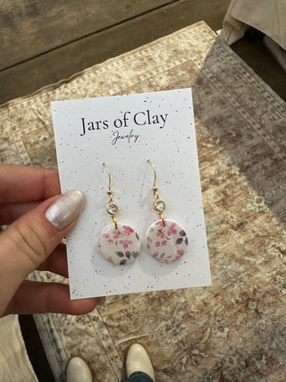Pink Floral Transfer Dangles