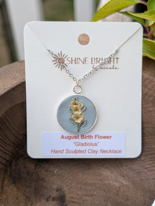 August Birth Flower Clay Necklace
