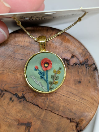 August Birth Flower Clay Necklace