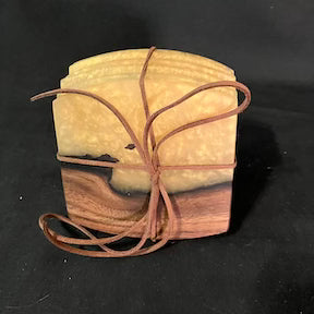 Coaster Set Walnut/Gold