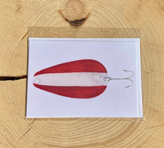 Red and White Spoon Watercolor Print Card