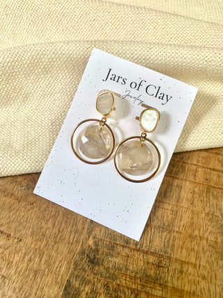 Marble with Shell Top Earrings