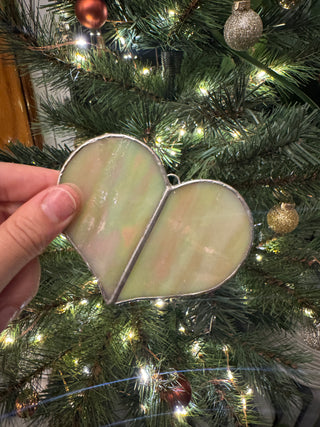 Stained Glass Ornament - Heart - Irid Beige