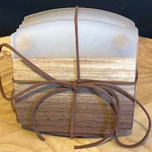 Coaster Set Walnut/Clear