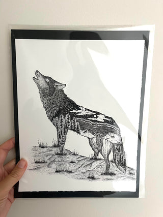 8 x 10 Wolf Illustration