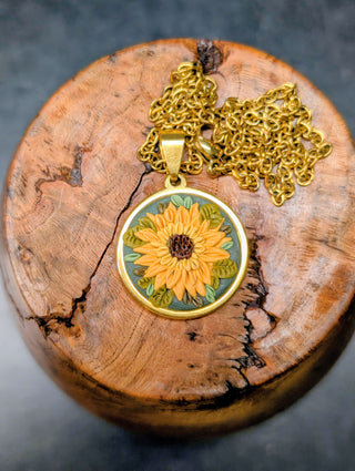 Sunflower Clay Necklace