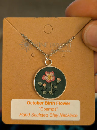 October Birth Flower Clay Necklace