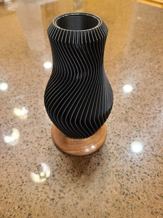 Spiral Vase with Wood Base