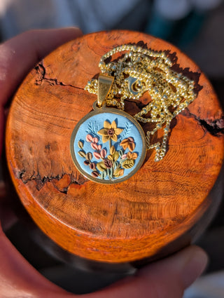 Wildflower Blue Clay Necklace