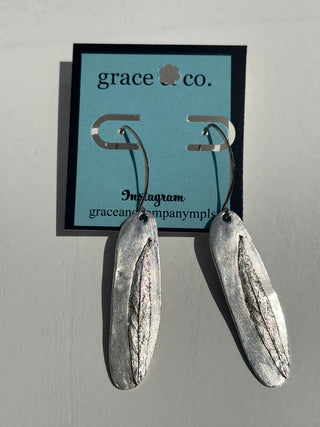 Silver Willow Leaf Long Earrings