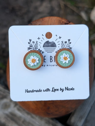 Mint Floral Stud Earrings