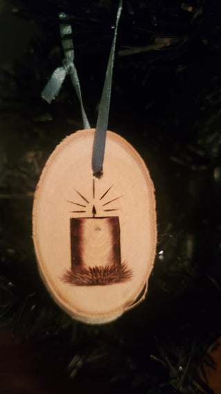 Woodburned on Birch Christmas Ornament