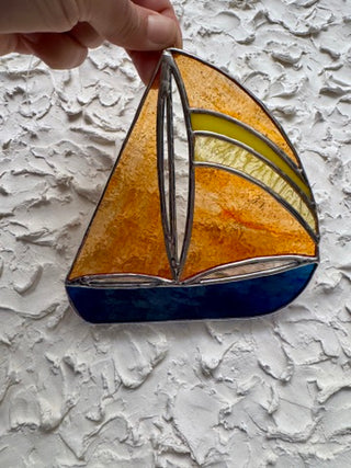Stained Glass Sailboat - Orange