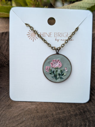 January Birth Flower Clay Necklace