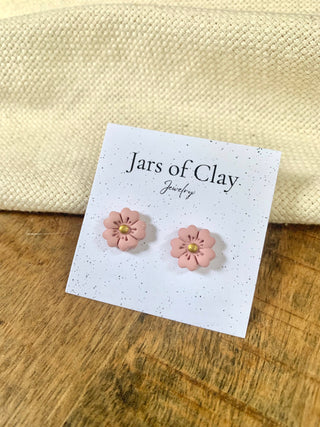Pink Flower Stud Earrings