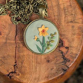 March Birth Flower Clay Necklace