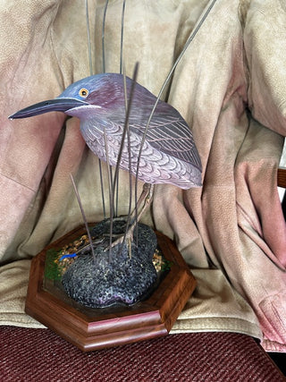 Green Heron Wood Carving