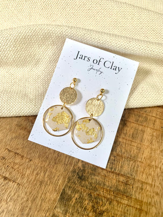 Gold Foil Hexagon Earrings