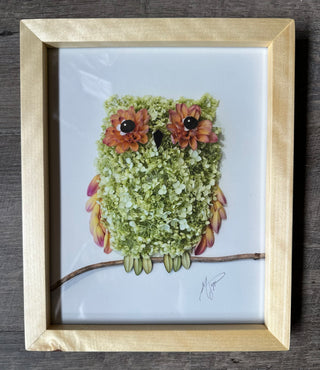 Framed Dahlia owl nature art print