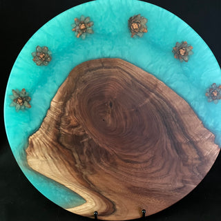 Lazy Susan Walnut/Sea Foam/Pinecones