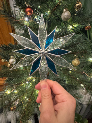 Stained Glass Snowflake - Type 5 - Clear Blue