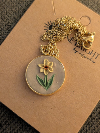 March Birth Flower Clay Necklace