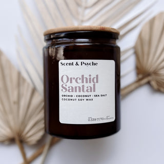 Orchid Santal Scented Candle - 15 oz Amber Jar