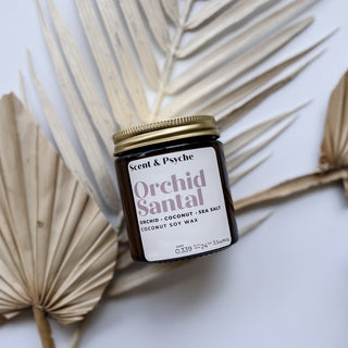 Orchid Santal Scented Candle - 4oz Amber Jar