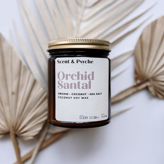 Orchid Santal Scented Candle - 7.5oz Amber Jar