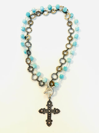 Sterling Cross Amazonite Necklace