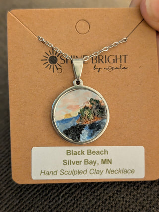 Black Beach Clay Necklace