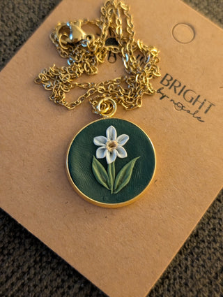 December Birth Flower Clay Necklace