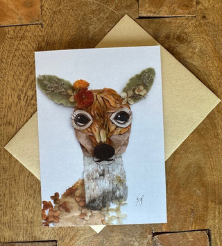 Deer With Flowers Nature Art Card