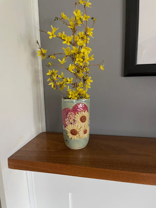 Sunflower and Heart Vase