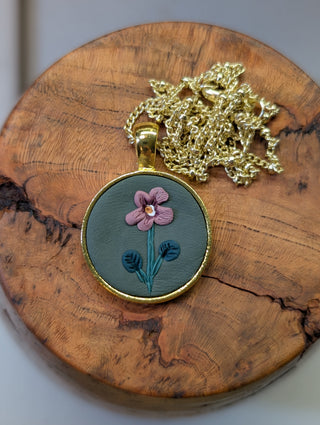 February Birth Flower Clay Necklace