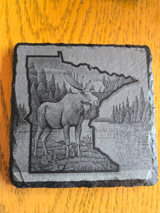 MN Moose Slate Coaster